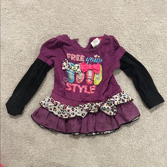 Good🎉 condition BUSTER BROWN Purple Kids Shirt with Black Sleeves-24 months - Picture 1 of 9